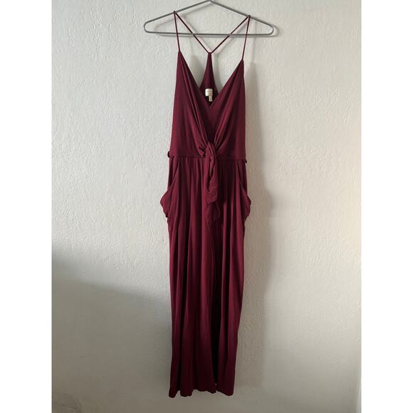 Anthropologie Moulinette Soeurs Burgundy Red Romper Jumpsuit Pockets Medium - Picture 9 of 9